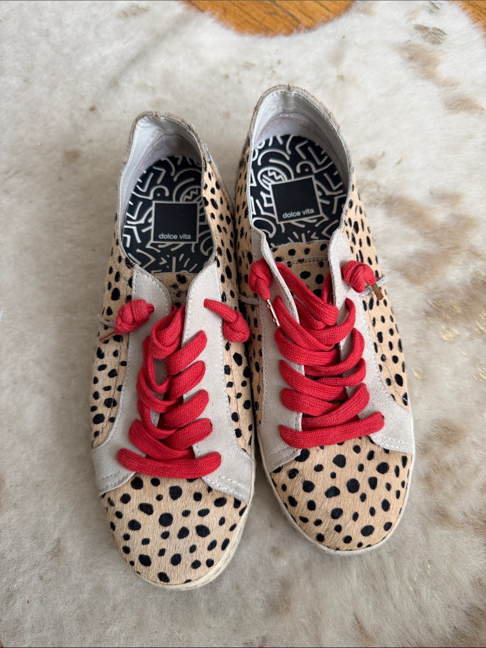 Dolce Vita Leopard Print Sneakers with Red Laces